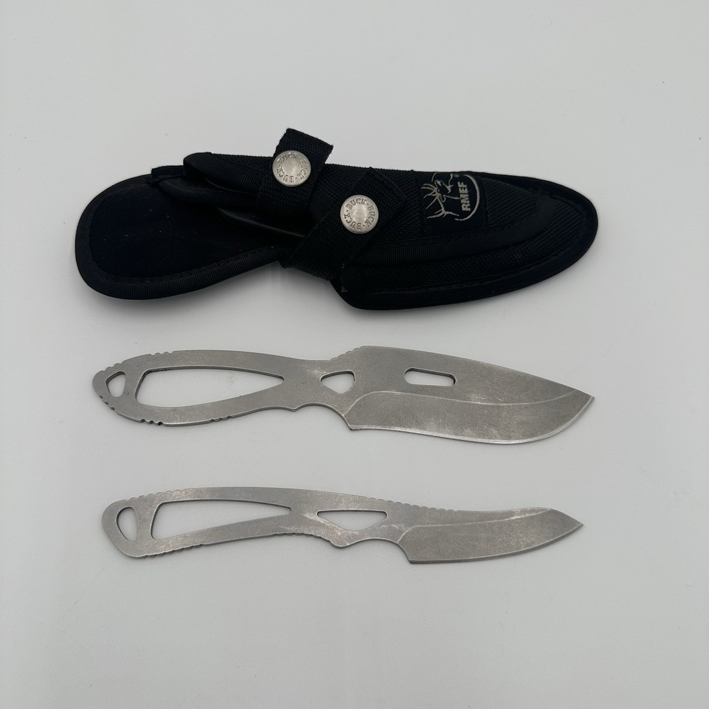 Vintage Buck USA 143 & 135 Paklite Skeleton Knife Fixed Blades W/ Sheath